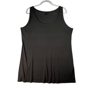 Eileen Fisher Stretch 100% Silk Jersey Scoop Neck Tank Womens 1X Charcoal Gray
